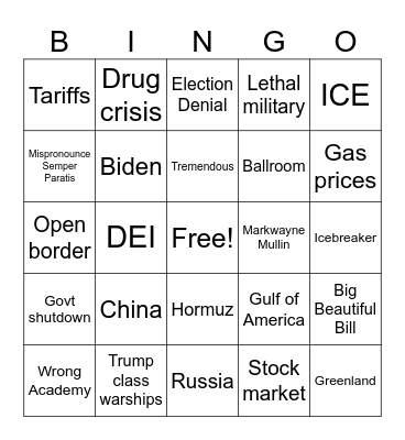 Family Bingo Card