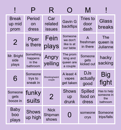 Event Bingo Card