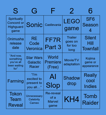 Summer Games Fest 2026 Bingo Card
