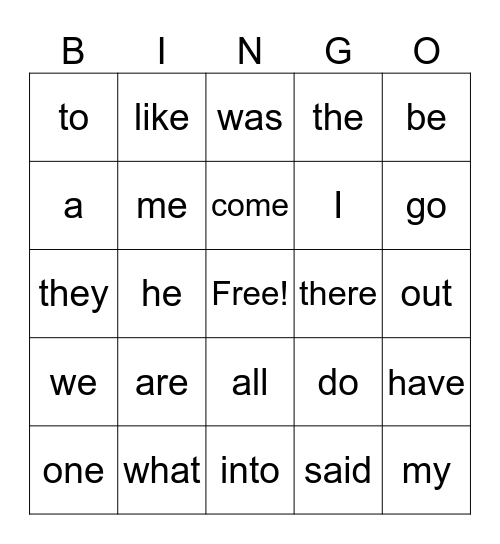 High Frequency / Tricky Words Phase 4 Bingo Card