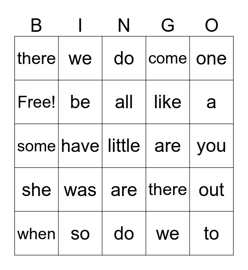 High Frequency / Tricky Words Phase 4 Bingo Card