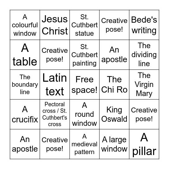 Durham Cathedral picture bingo Card