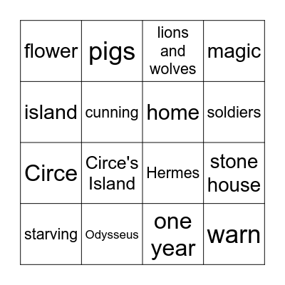 Odyssey Ch 2 Bingo Card