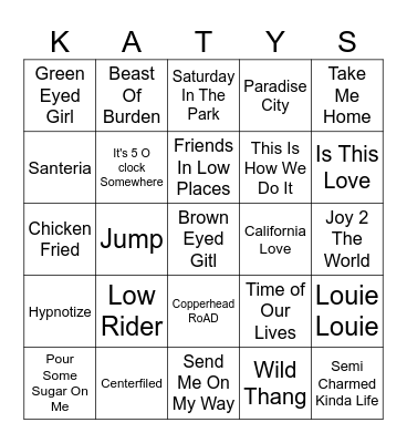 Back Yard BBq Bingo Card