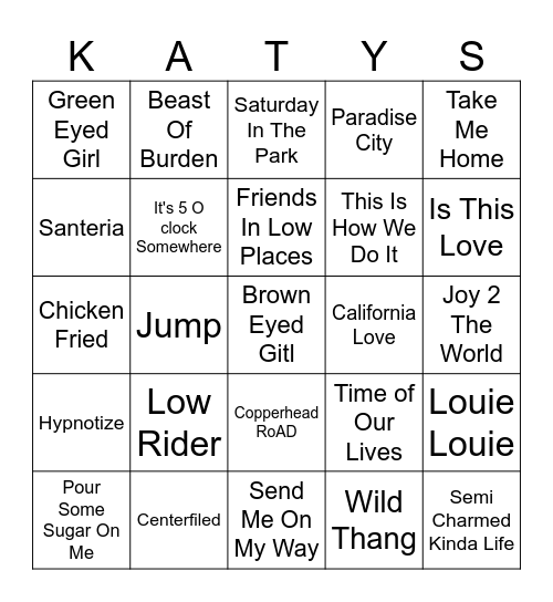 Back Yard BBq Bingo Card