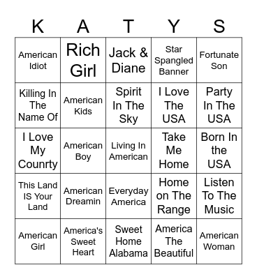 This Is America Bingo Card