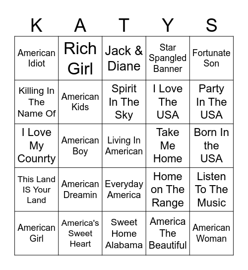 This Is America Bingo Card