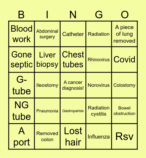 Vinnie Cancer Bingo Card