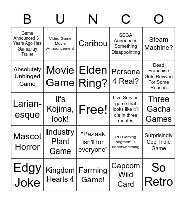 Summer Games Fest Bingo Card