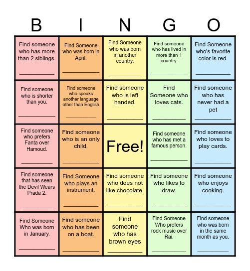 Find Someone Who... Bingo Card