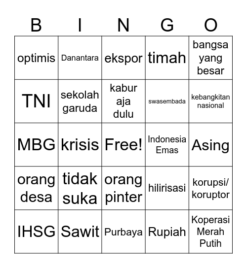 omon-omon harkitnas Bingo Card