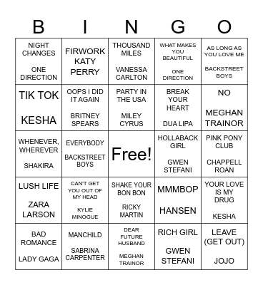 BUBBLEGUM POP! Bingo Card