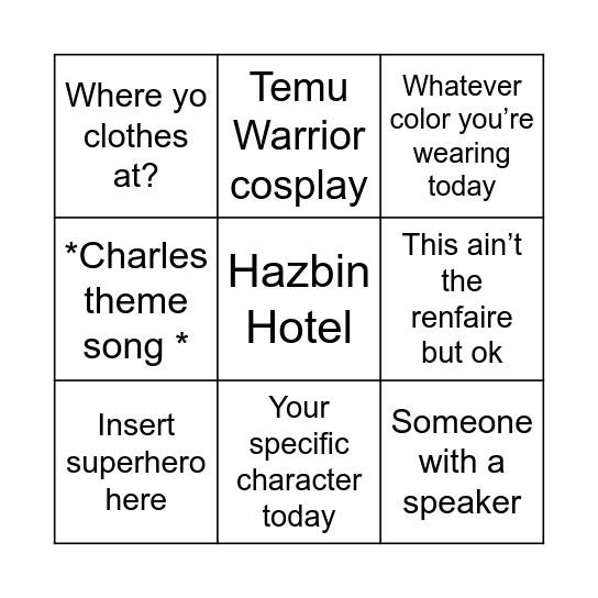 Momocon 2026 Bingo Card