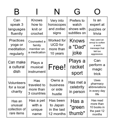Social Bingo! Bingo Card