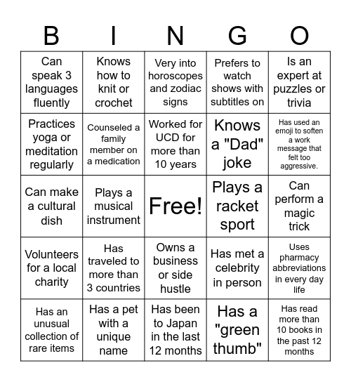 Social Bingo! Bingo Card