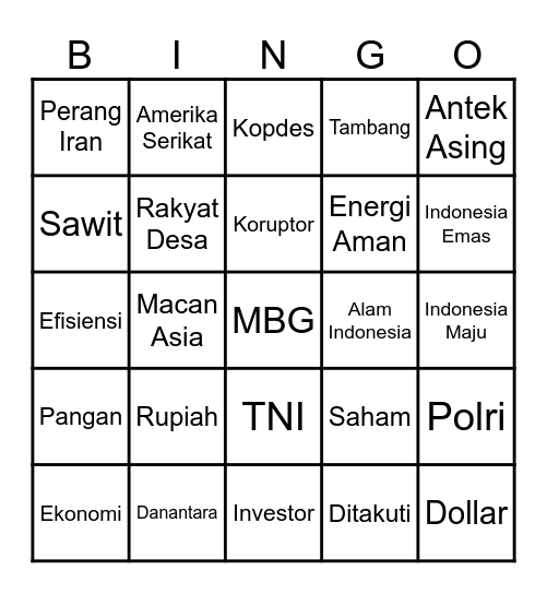 WOWO BINGO Card