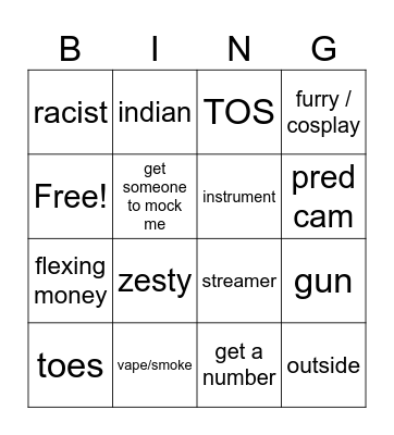 omegle Bingo Card