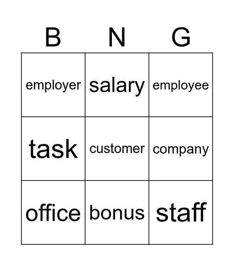 Work Bingo Card