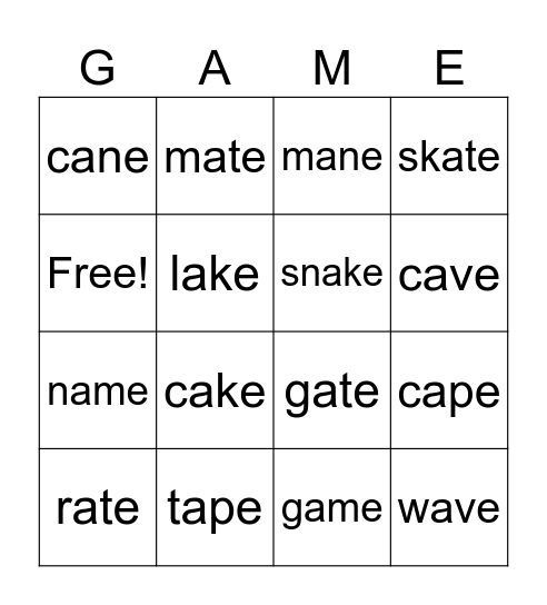 Long a Bingo Card