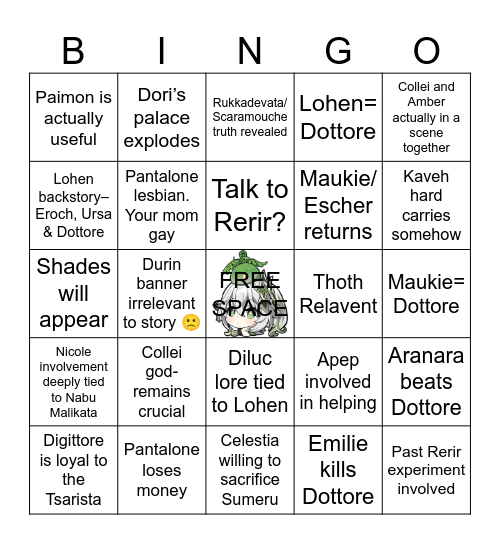 Luna VII Crack Theory Bingo Card