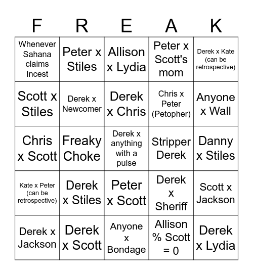 FreakWolf Bingo Card