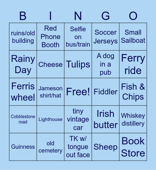 Keul Travel Game Bingo Card