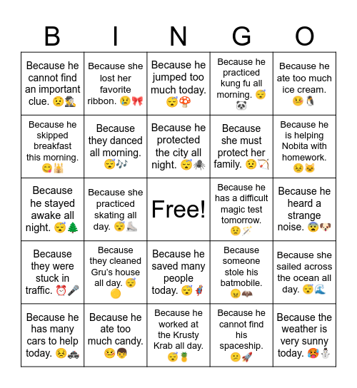 B16 L13 Aladdin is hungry because of no food. 😋🕌 Bingo Card