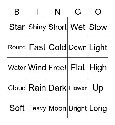 Science Vocabulaty Bingo Card