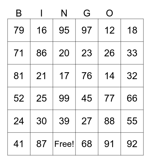 Bingo Card