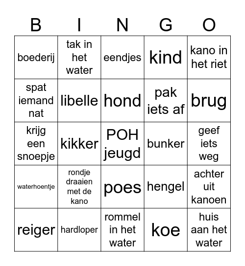 POH Kano Uitjes Bingo Card