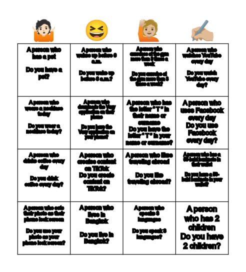 Human Bingo Card