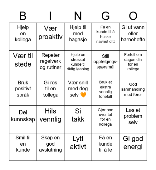 Flytogvert Bingo Card