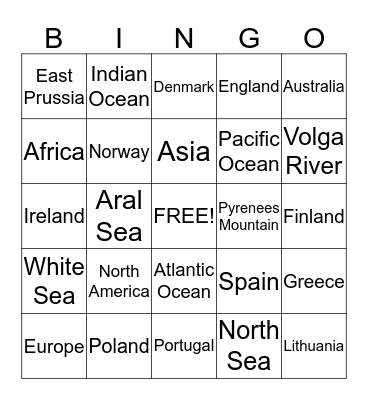 Geography Bingo Card