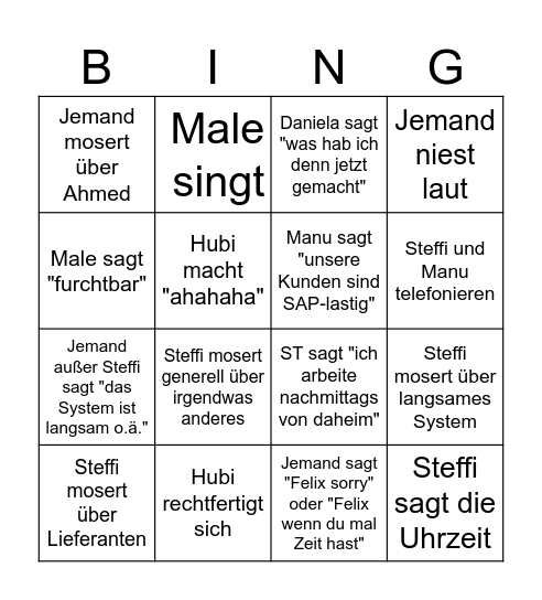INDEL Bullshit Bingo Card