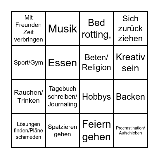 Was tun, wenn es stressig wird? Bingo Card