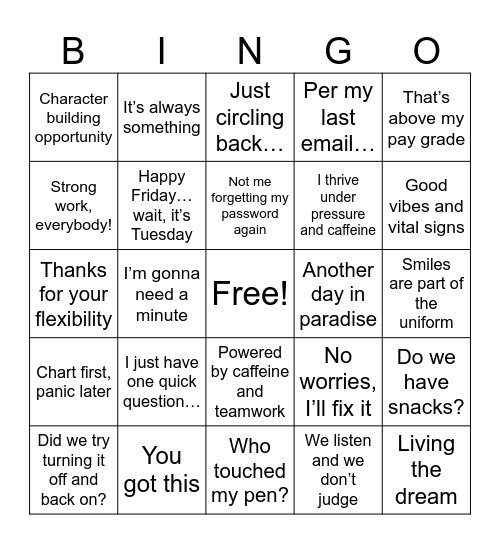 RN Bingo Card
