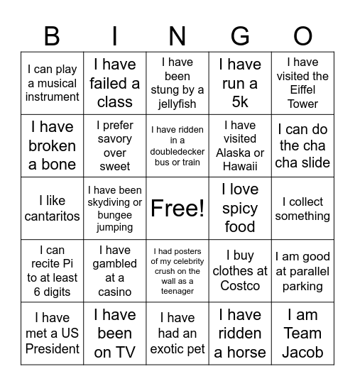 Common Ground Bingo Card