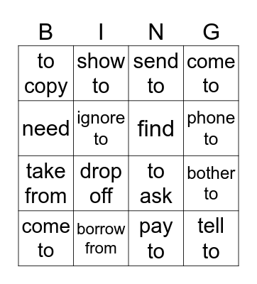 Agreement verbs Bingo Card