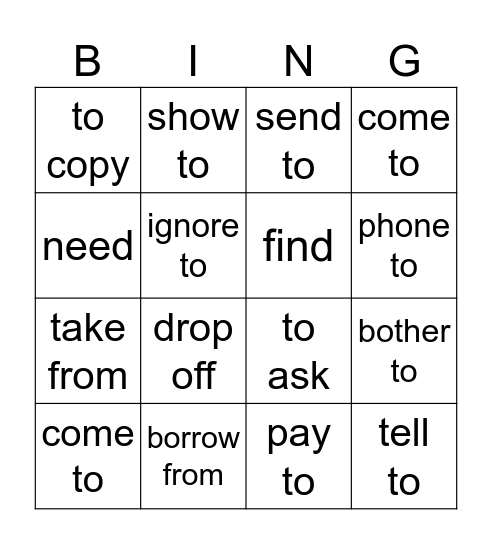 Agreement verbs Bingo Card