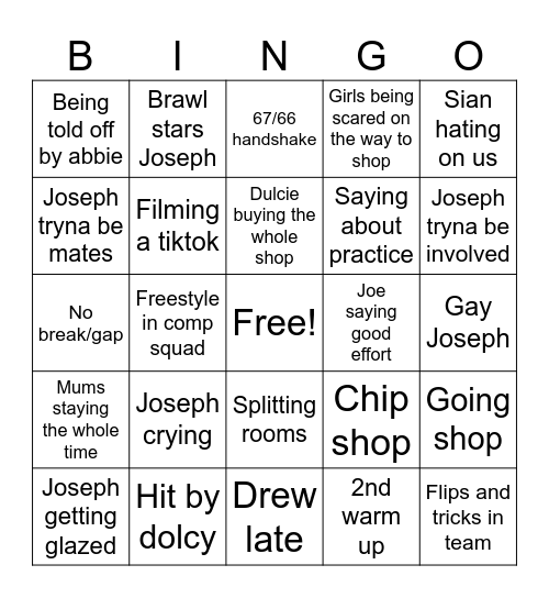 Dance bingo Card