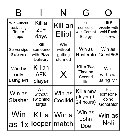 Killer Bingo Card