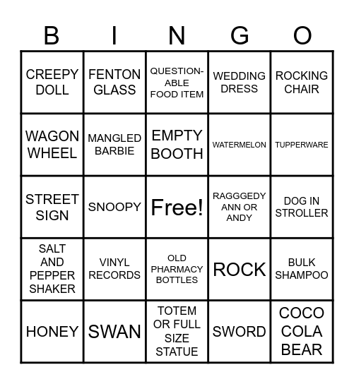 FLEA MARKET BINGO Card