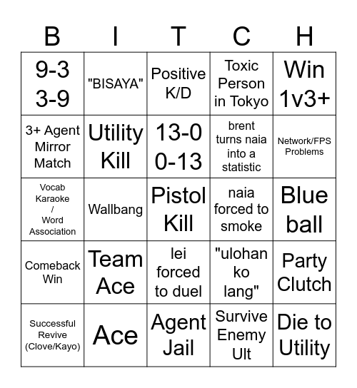 VALORANT Bingo Card