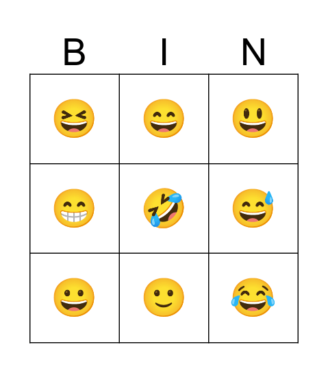 Feelings Bingo Card