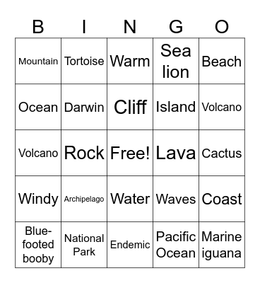 The Galapagos Islands Bingo Card