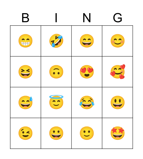 Feelings Bingo Card
