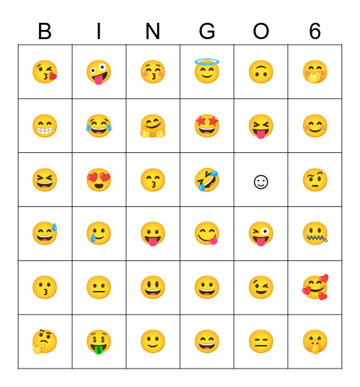 Feelings Bingo Card