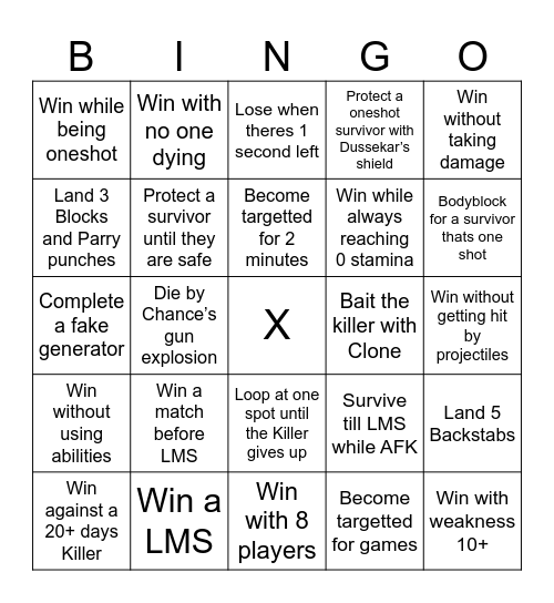 Survivor Bingo Card
