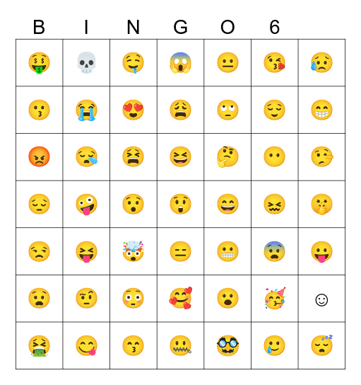 Feelings Bingo Card