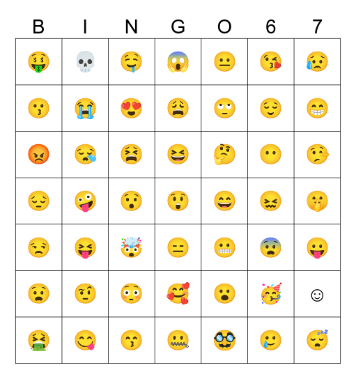 Feelings Bingo Card